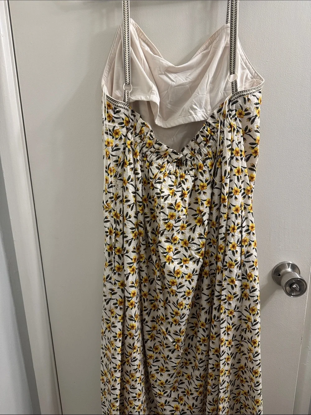 Max Studio Cream Slip Maxi Skirt with Yellow Floral Print